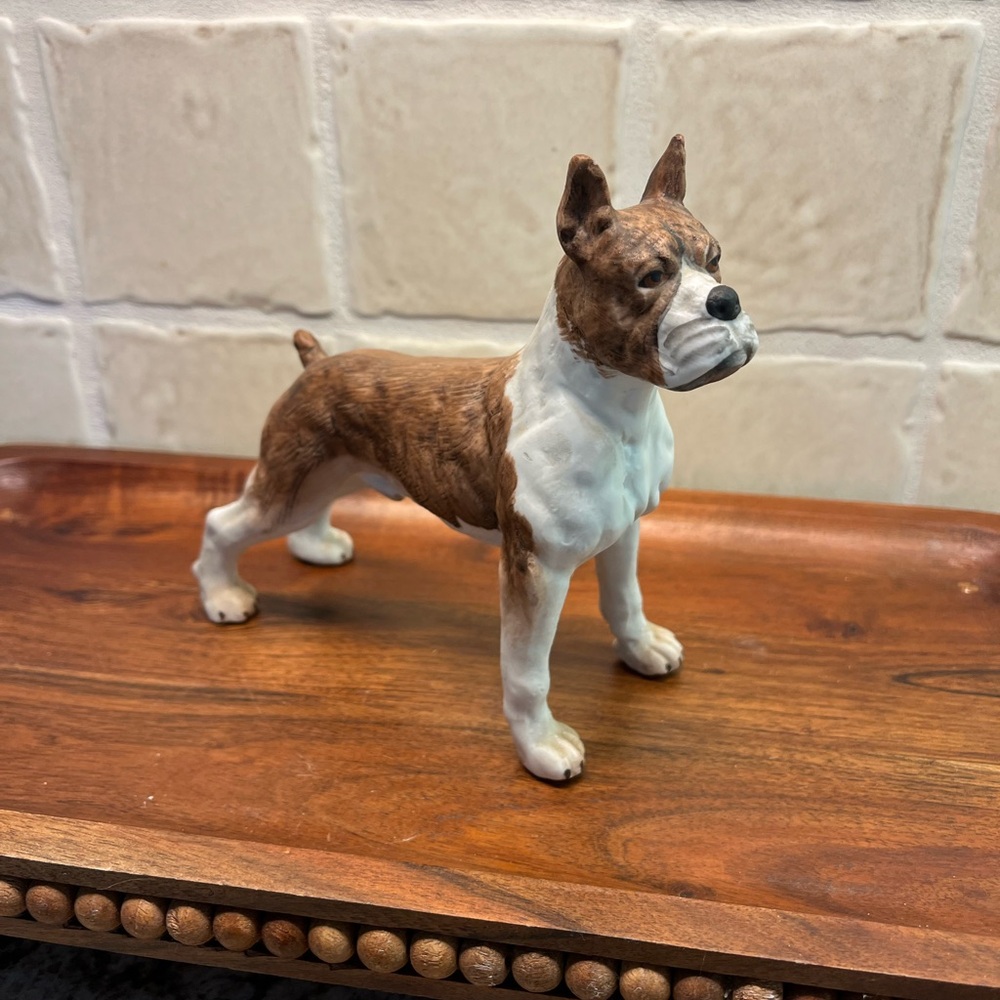 Vintage Boxer Brown and White Dog Figurine